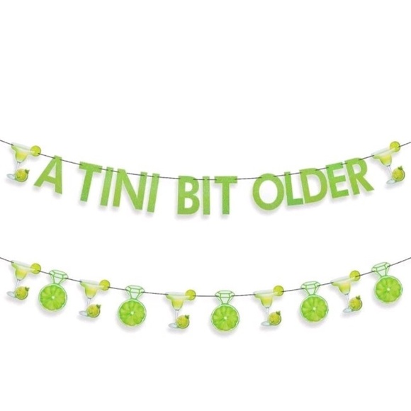 New Tini Bit Older Lime Martini Birthday Party Green Banner Confetti Margarita - Picture 1 of 12
